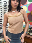 Penny Pull leather top with knit back(M)