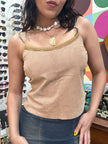 Penny Pull leather top with knit back(M)