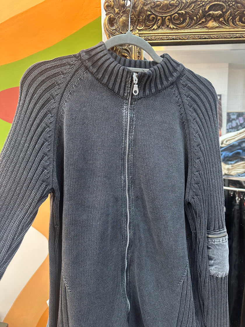 Gaudi Men's dark grey knit zip up (L)