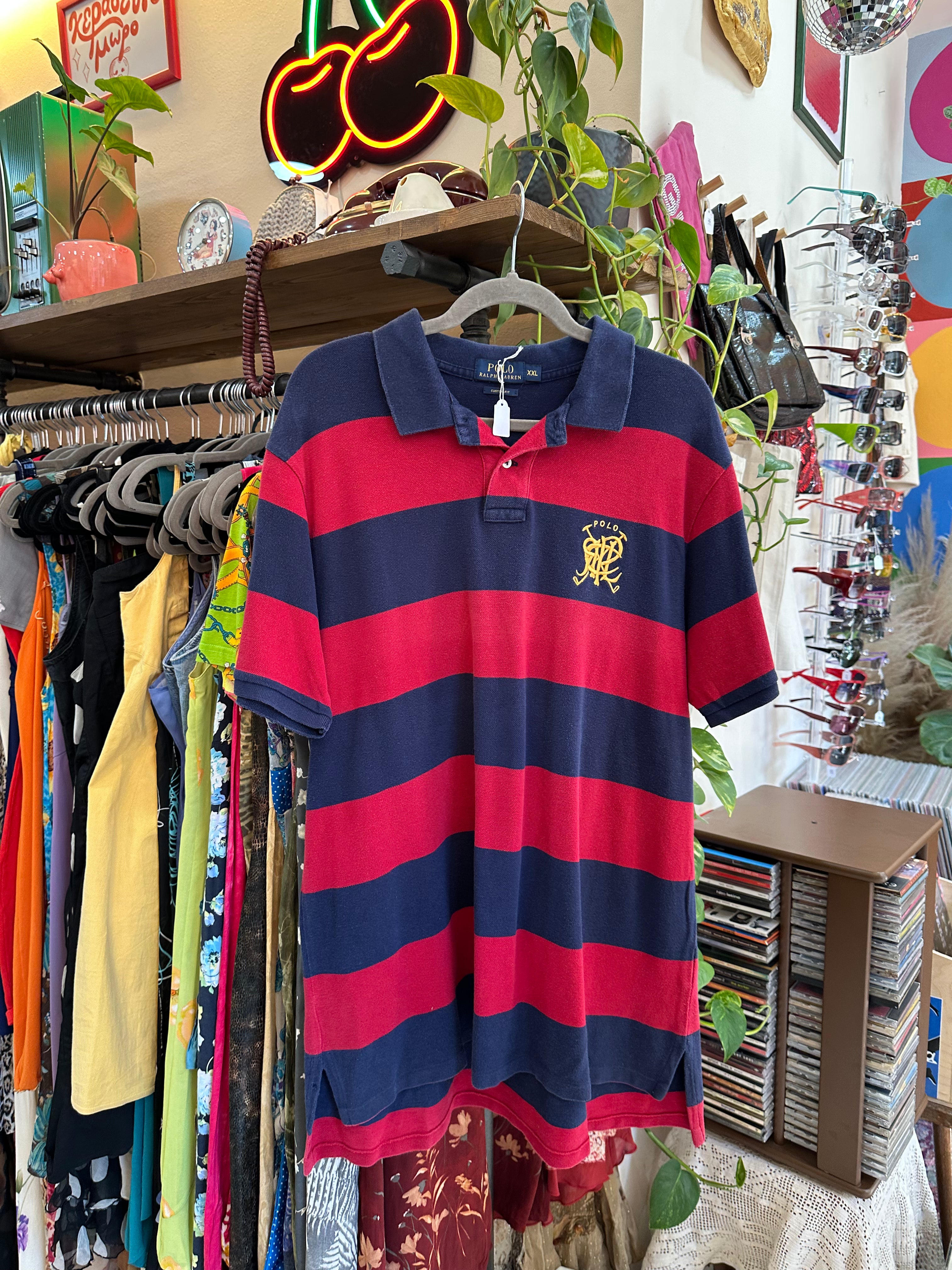 Polo Ralph Lauren Stripe Crest Emblem Polo Shirt (XXL)