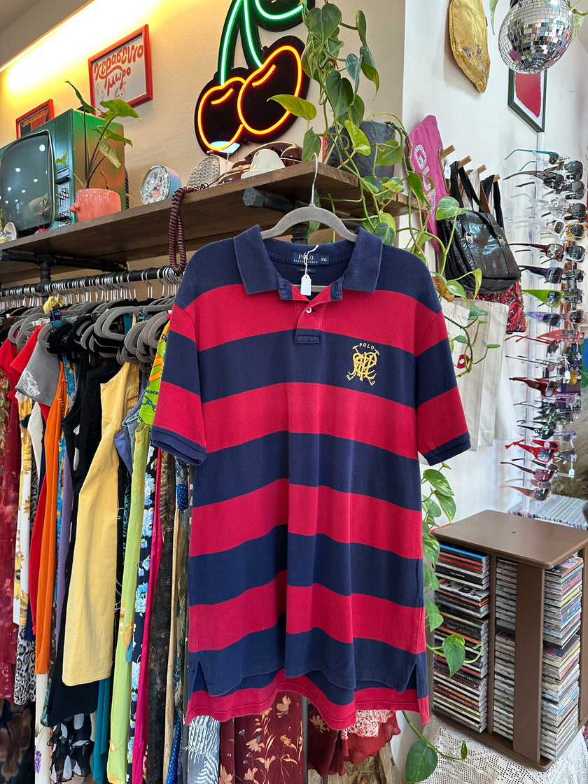 Polo Ralph Lauren Stripe Crest Emblem Polo Shirt (XXL)