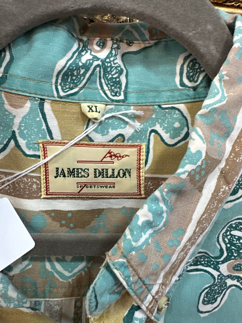Vintage Men’s James Dillon 90s style funky patterned shirt (XL)