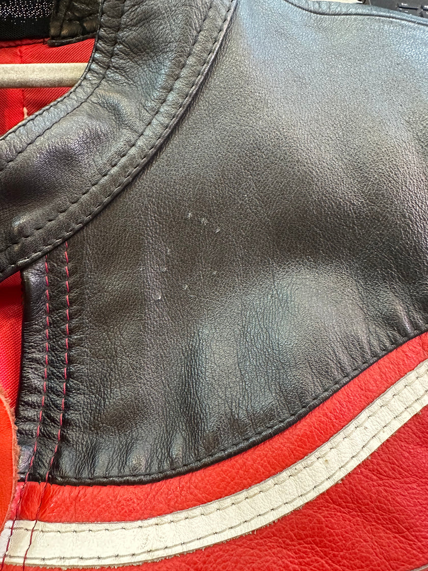 Dainese Women’s Red & Black Leather Motorcycle Jacket – Racing Style (S/M)