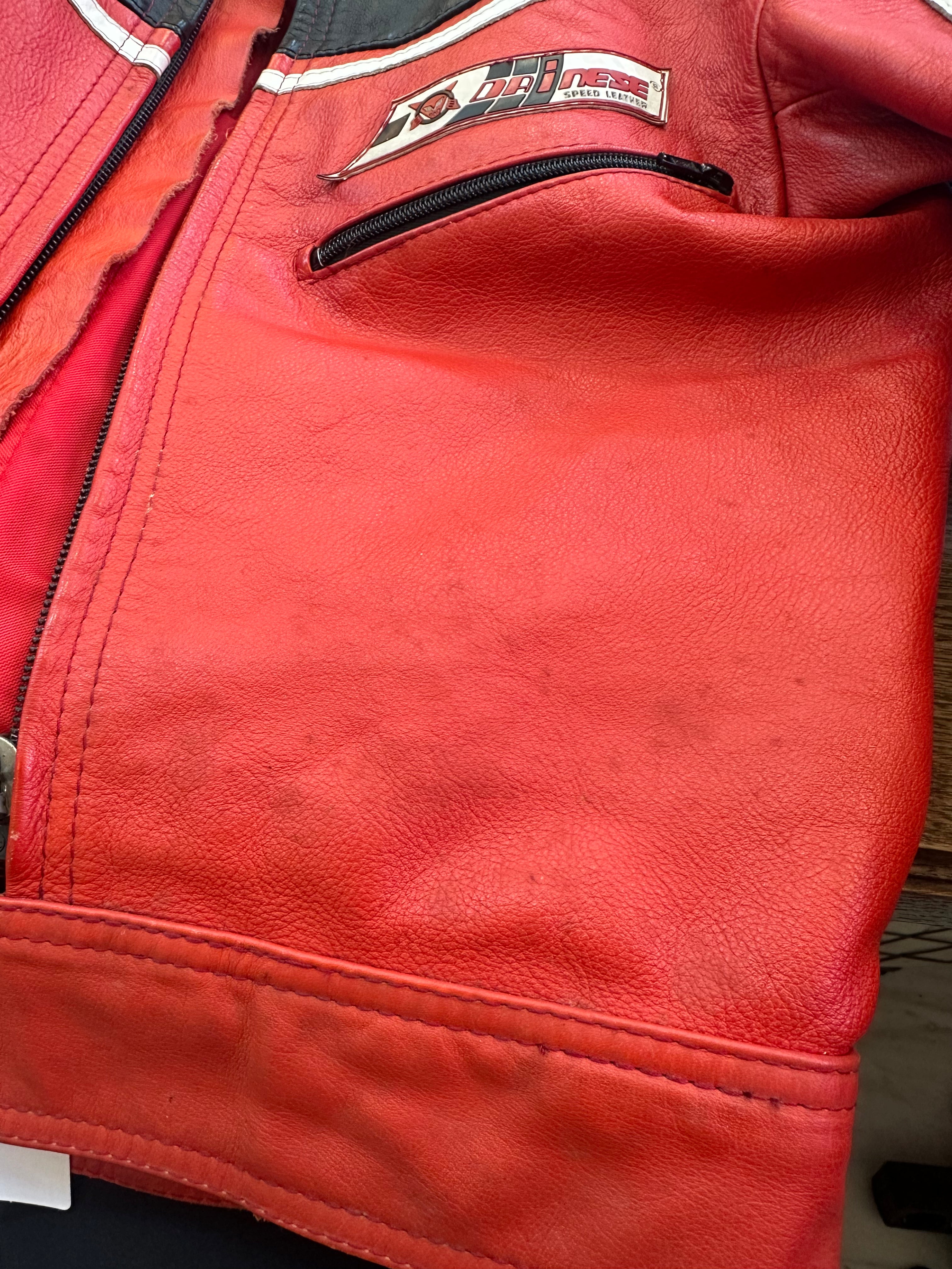 Dainese Women’s Red & Black Leather Motorcycle Jacket – Racing Style (S/M)