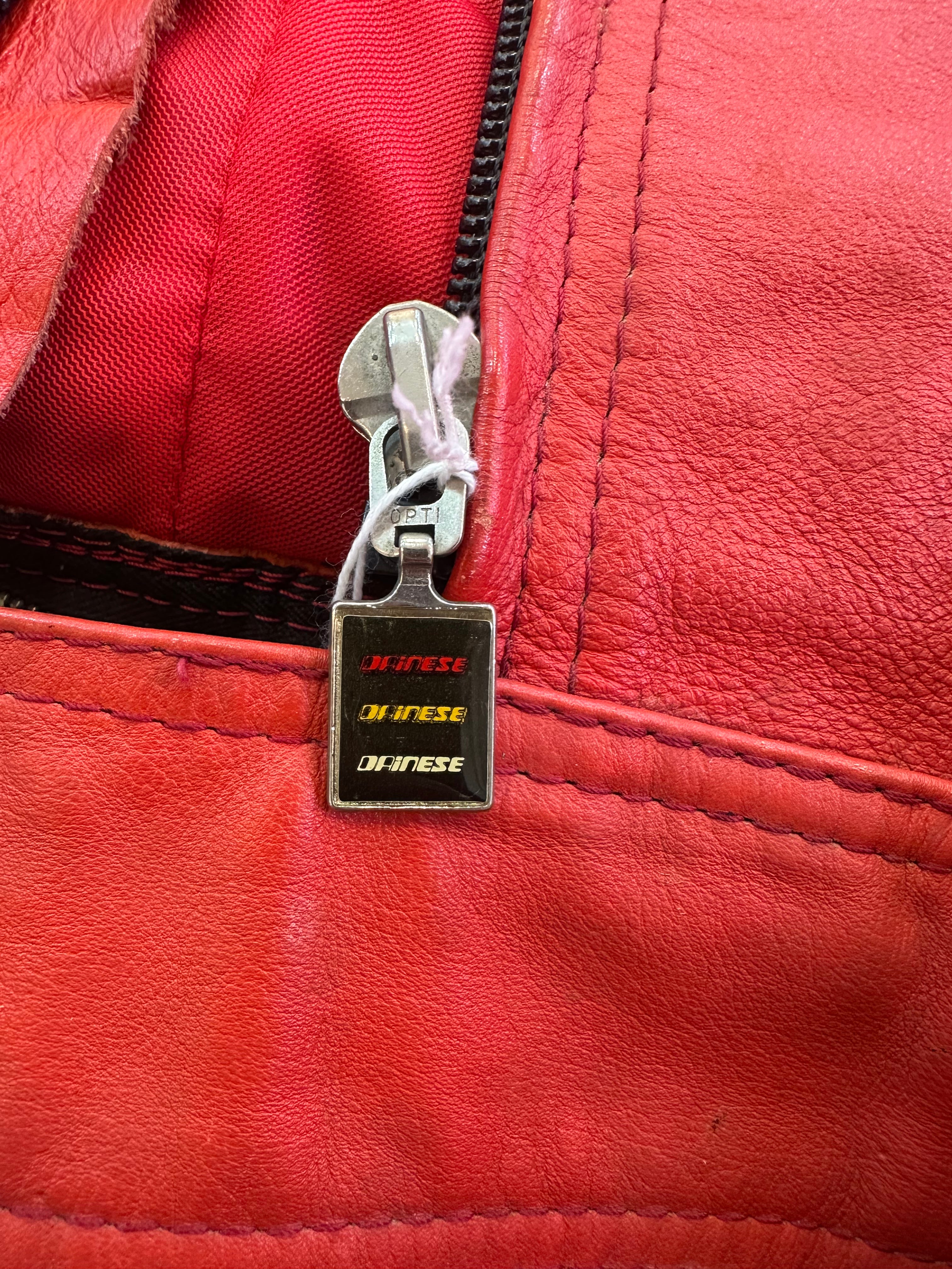 Dainese Women’s Red & Black Leather Motorcycle Jacket – Racing Style (S/M)