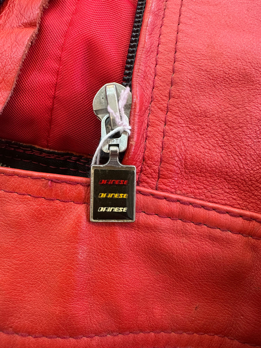 Dainese Women’s Red & Black Leather Motorcycle Jacket – Racing Style (S/M)