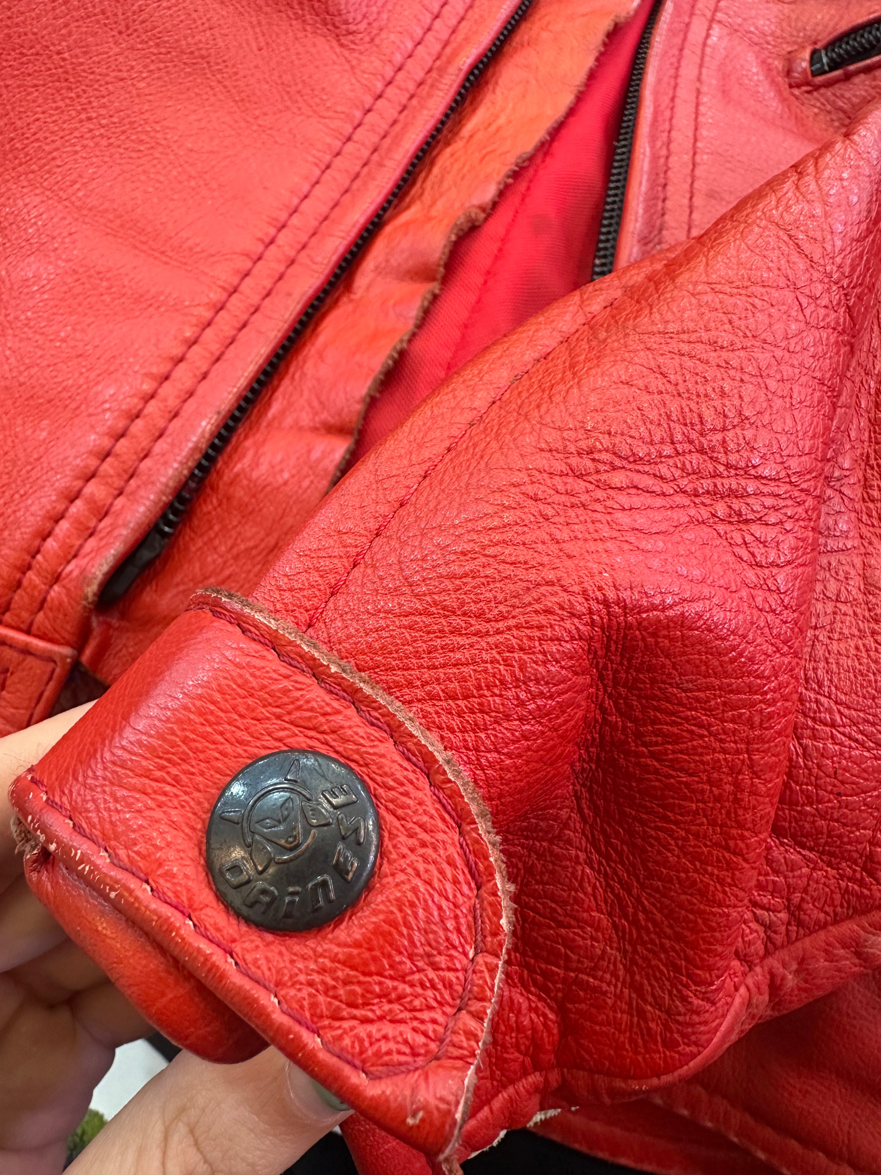 Dainese Women’s Red & Black Leather Motorcycle Jacket – Racing Style (S/M)