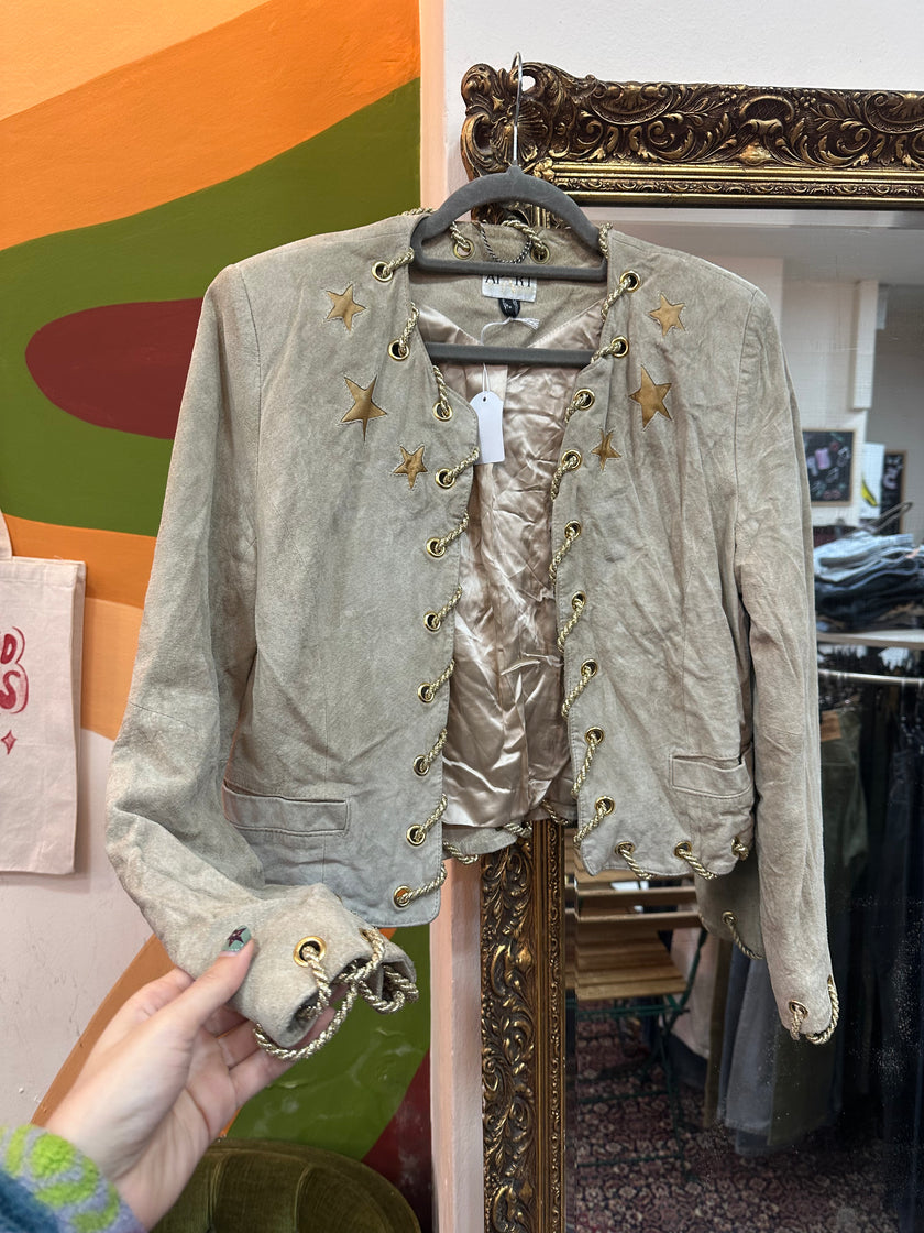 Vintage beige suede star embellished jacket (S)