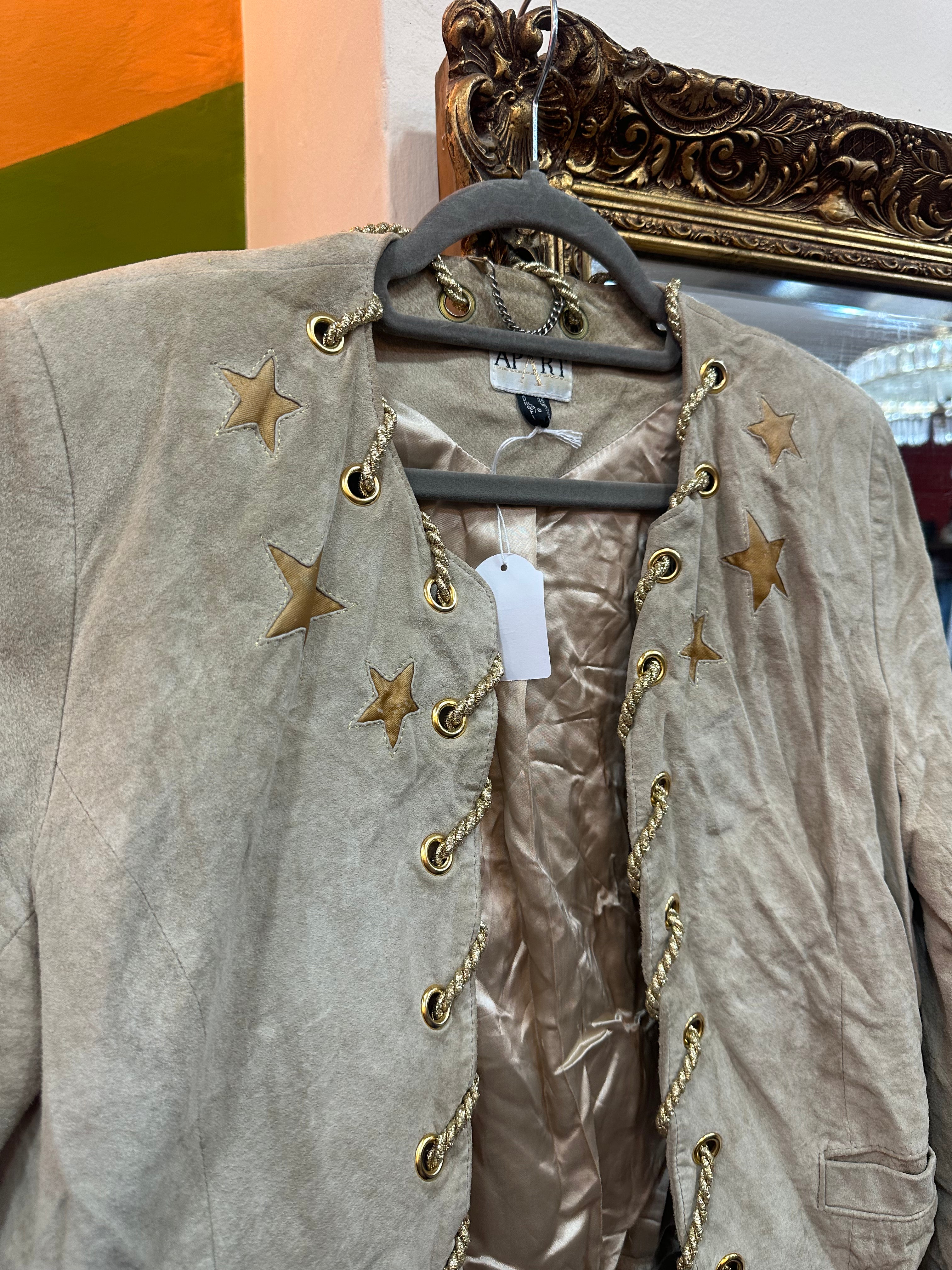 Vintage beige suede star embellished jacket (S)
