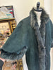 Unique forest green genuine leather Afghan coat /cape