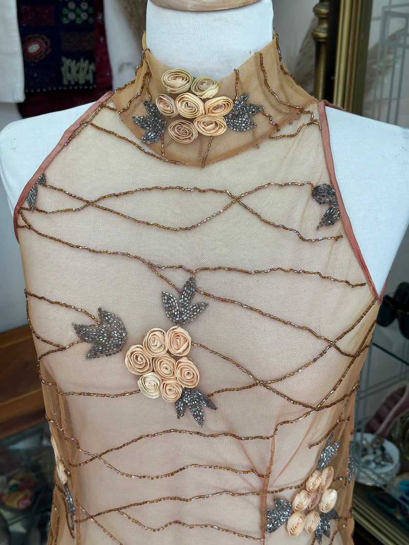 Beautiful see-through beaded top (S/M)