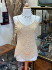 Beautiful beige mesh beaded top (L)