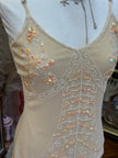 Beautiful beige mesh beaded top (L)