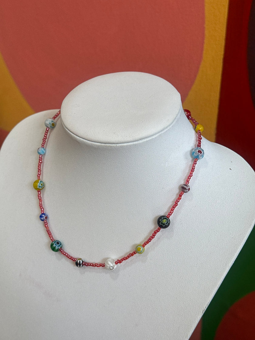 Handmade Millefiori Murano bead necklace