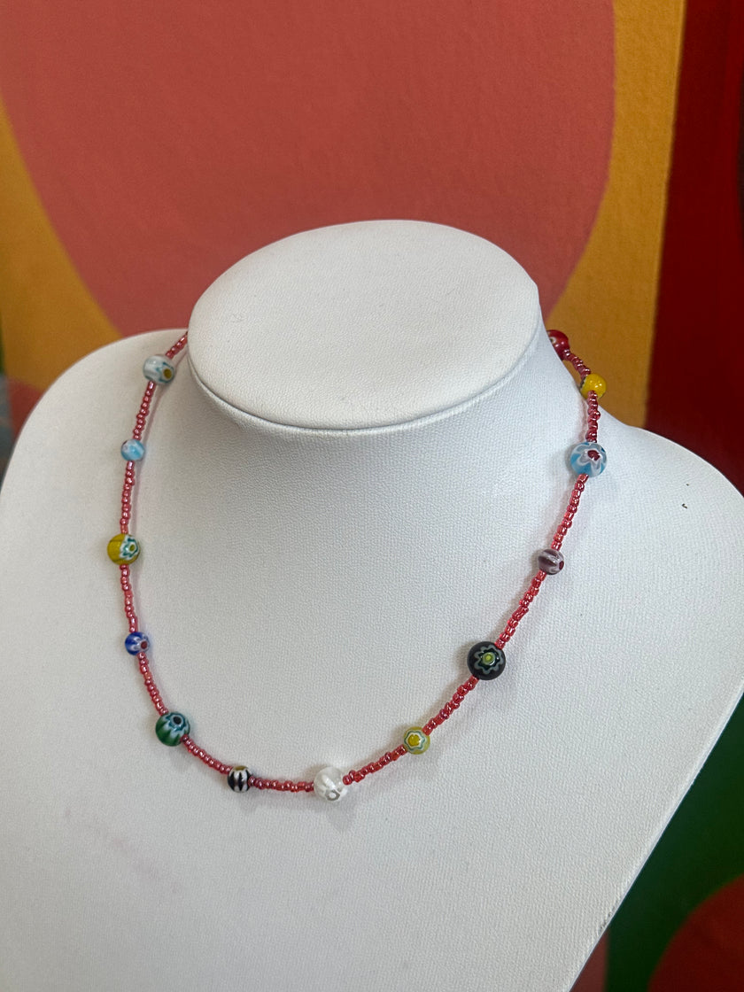 Handmade Millefiori Murano bead necklace