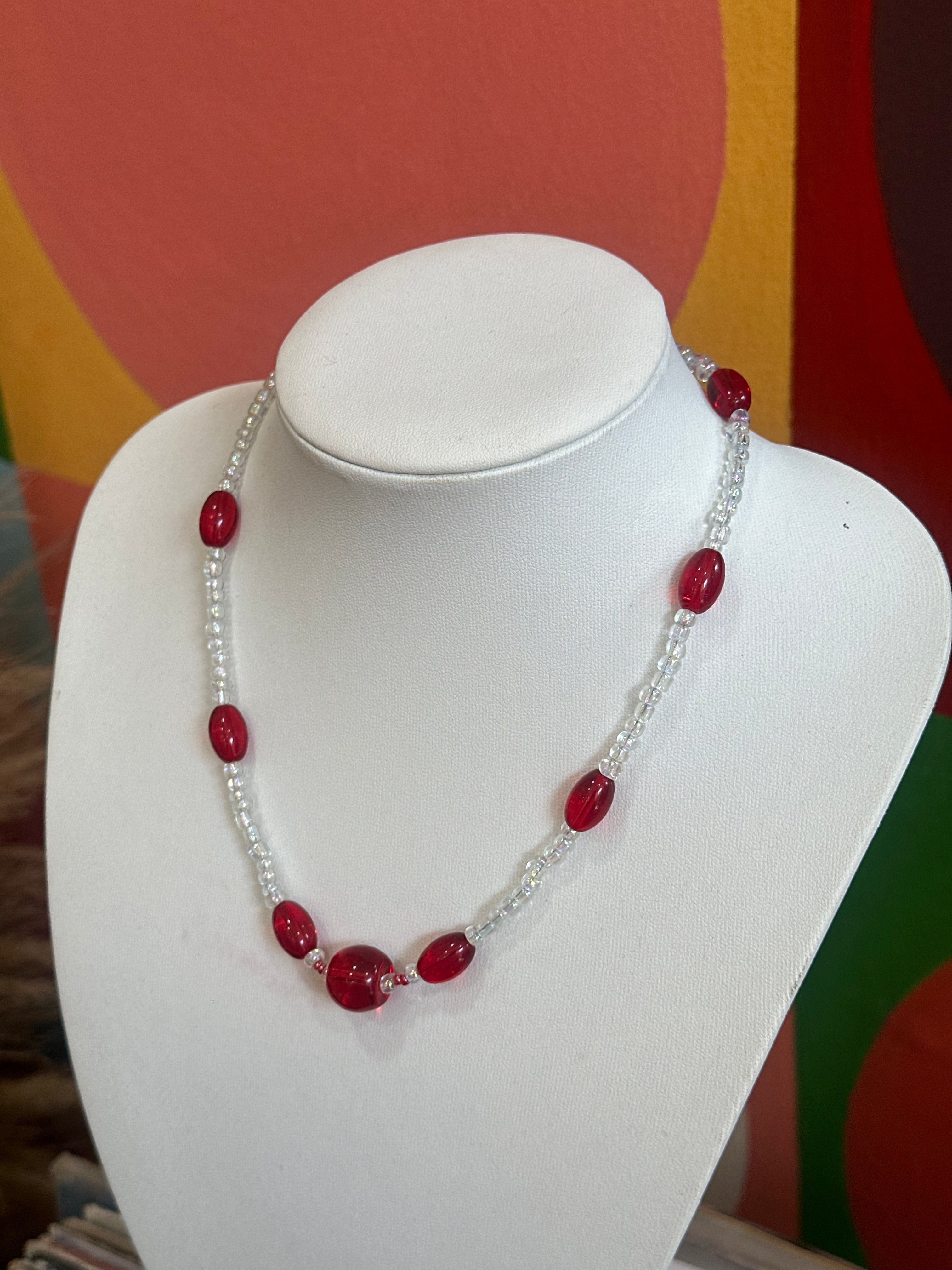 Handmade glass bead necklace