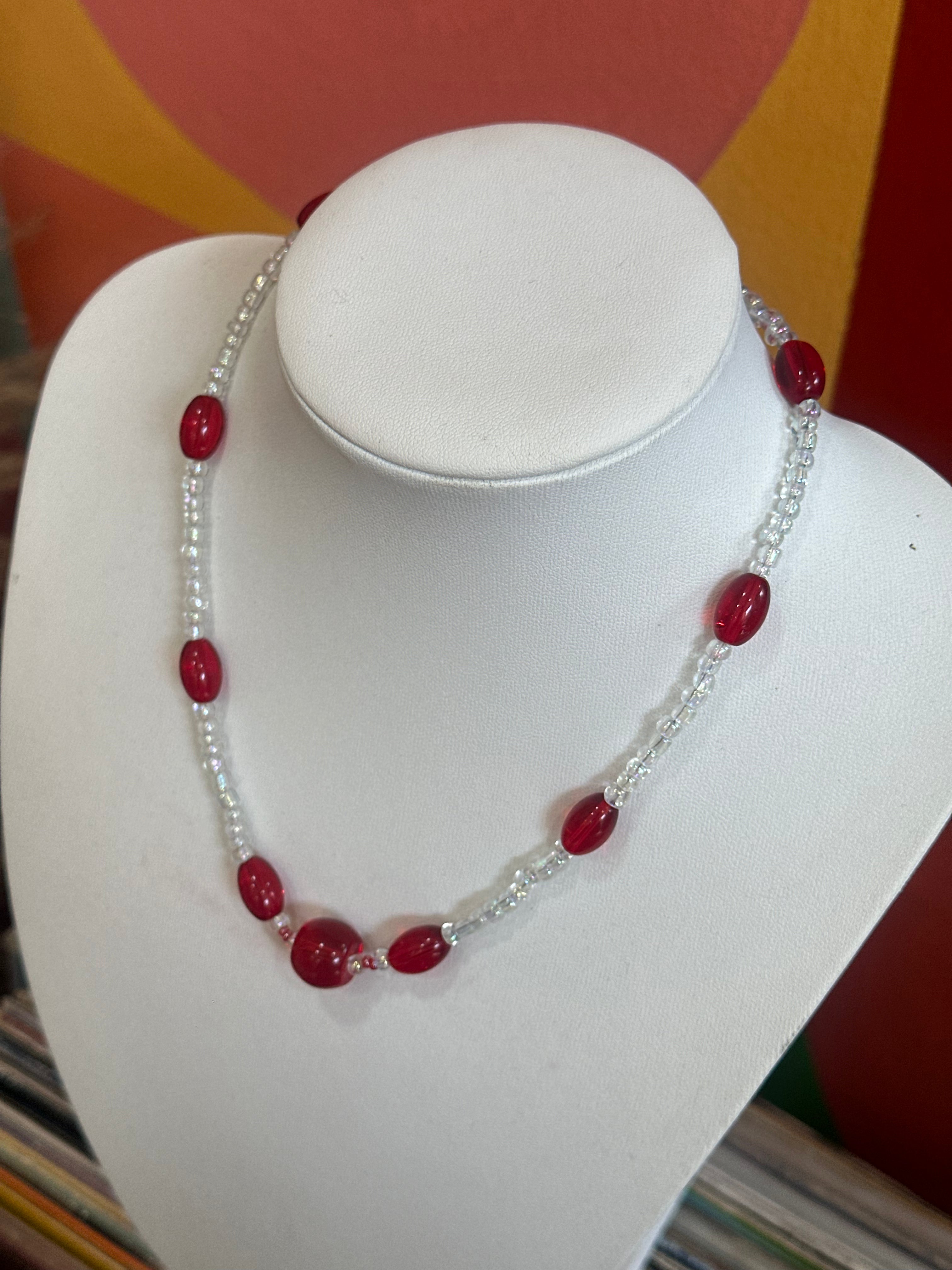 Handmade glass bead necklace