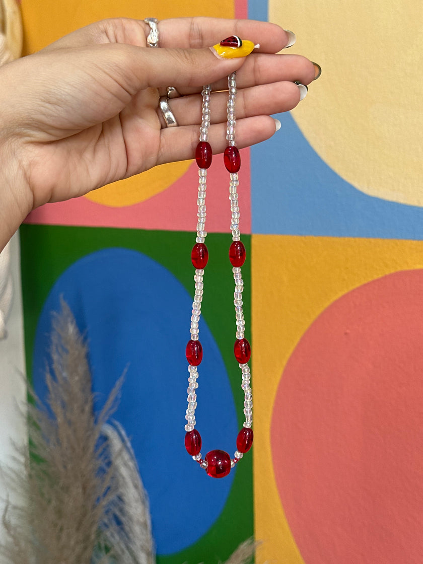 Handmade glass bead necklace