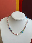 Handmade Flower & Pearl Glass Bead Necklace
