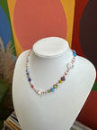 Handmade Flower & Pearl Glass Bead Necklace