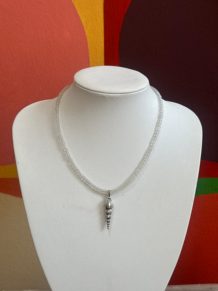 Handmade frosted glass shell necklace