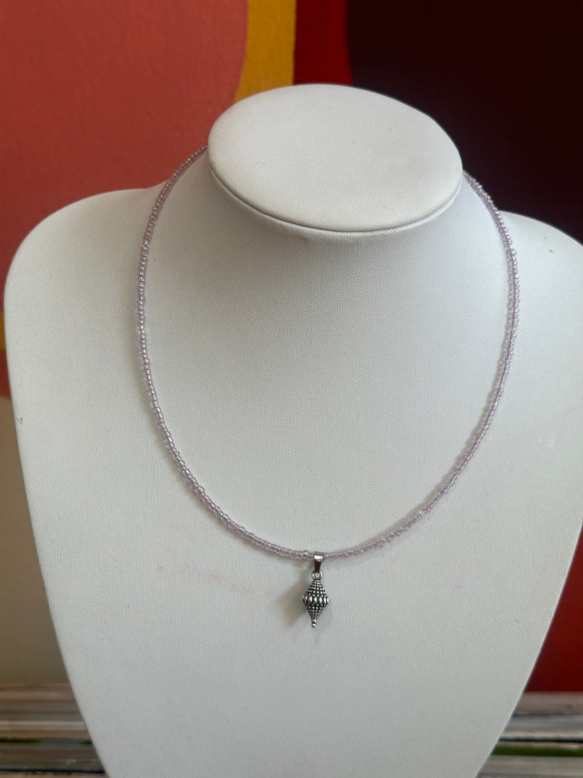 Handmade lavender glass bead pendant