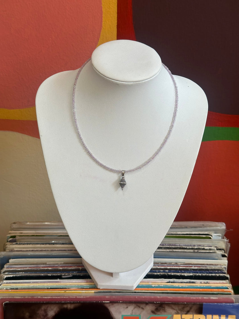 Handmade lavender glass bead pendant