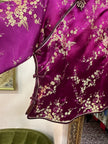 Stunning silk long sleeve purple qipao top