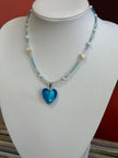 Handmade beaded necklace with murano heart