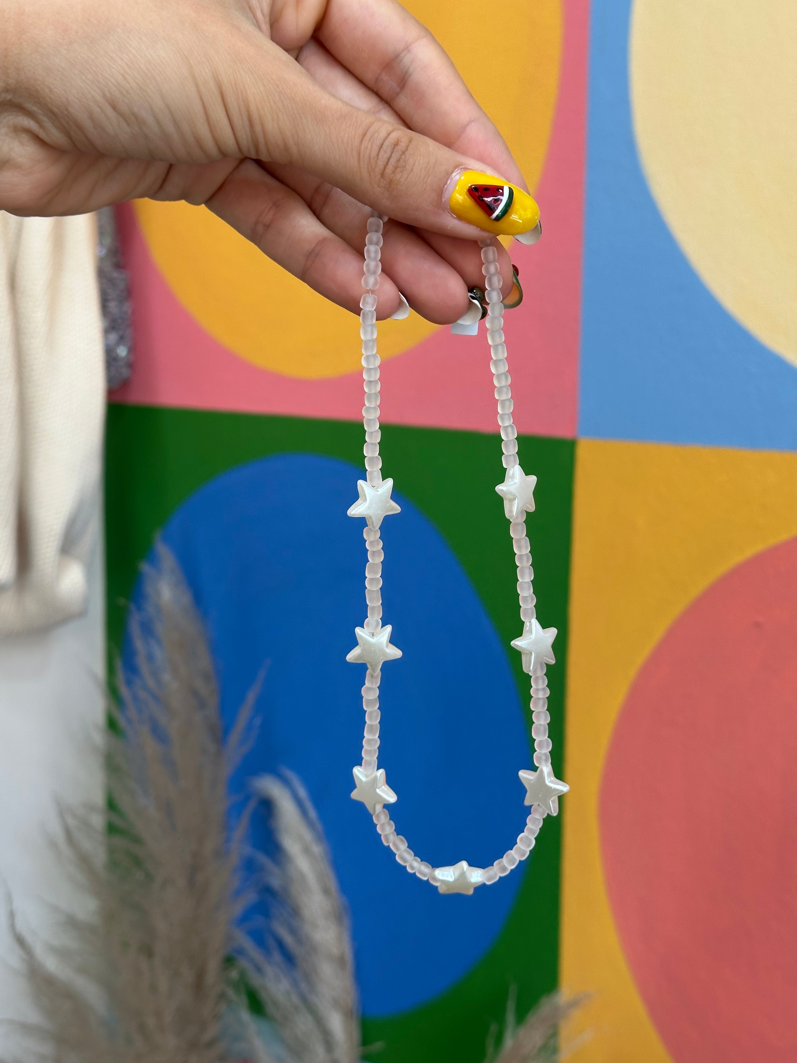 Handmade beaded star necklace