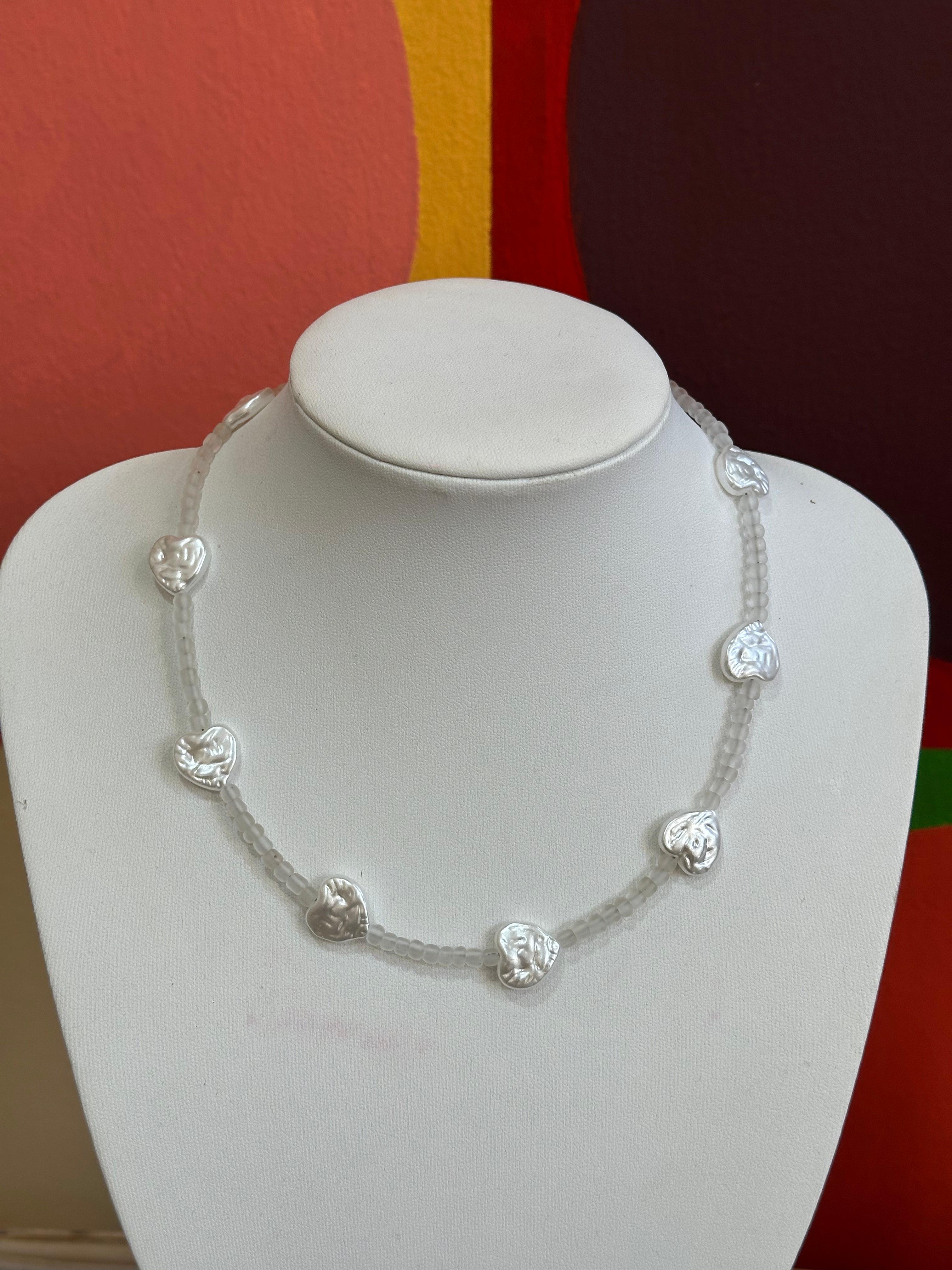 Handmade beaded heart necklace