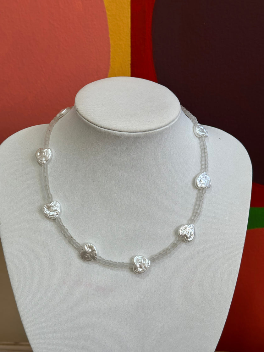 Handmade beaded heart necklace