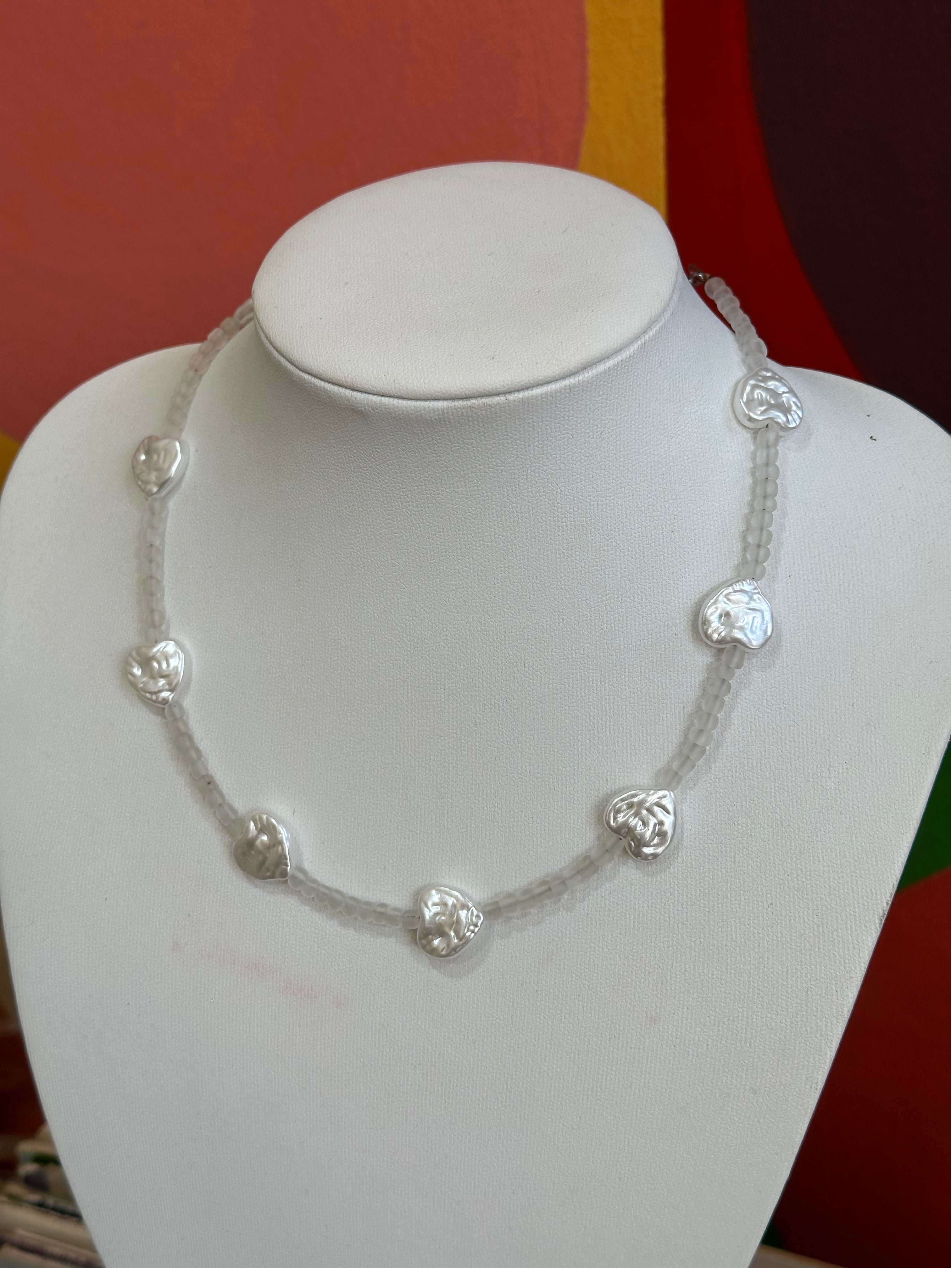 Handmade beaded heart necklace