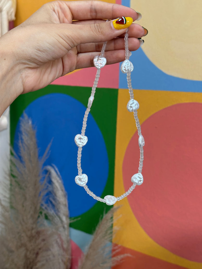 Handmade beaded heart necklace