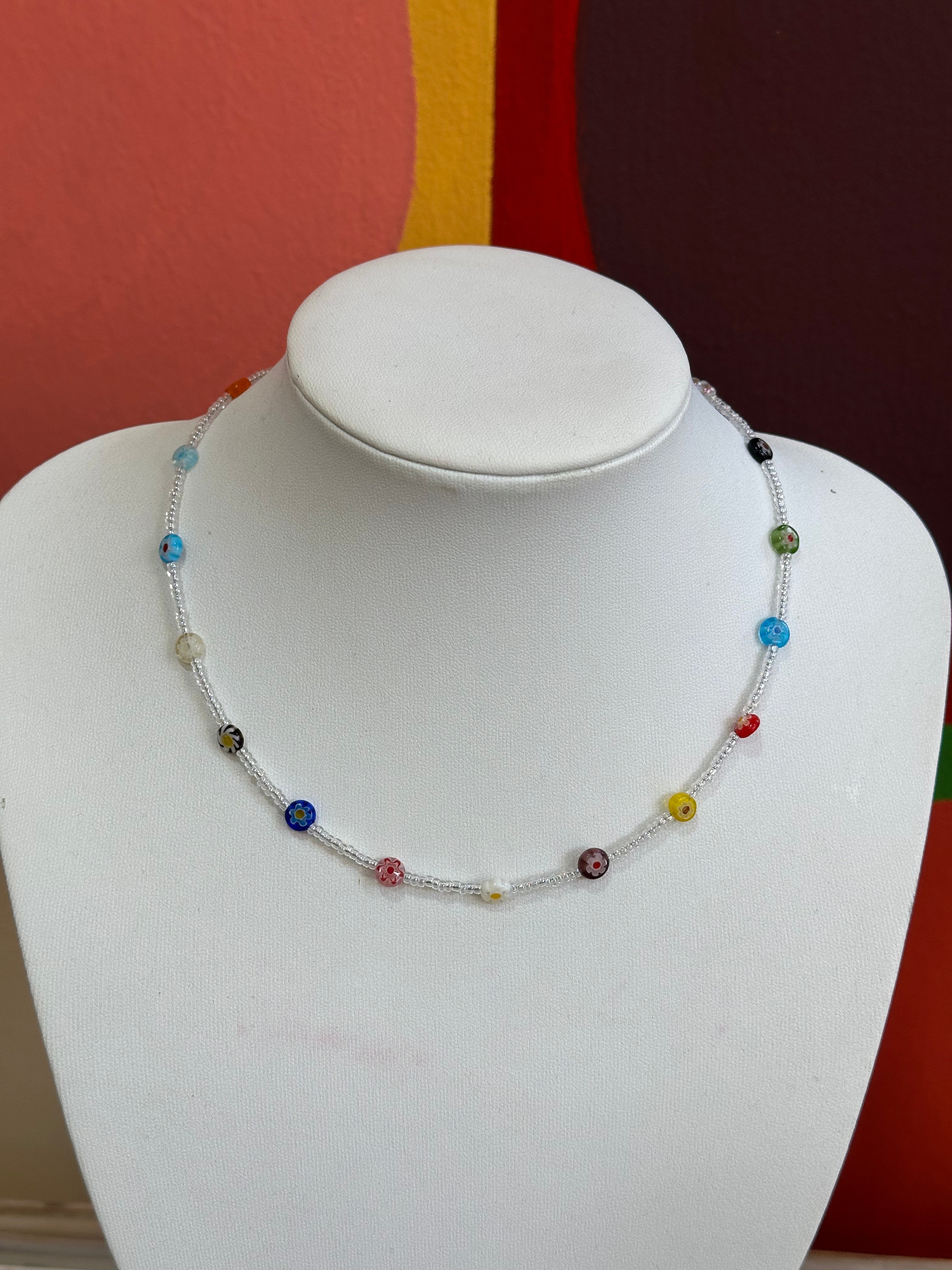 Handmade Millefiori Murano beaded necklace