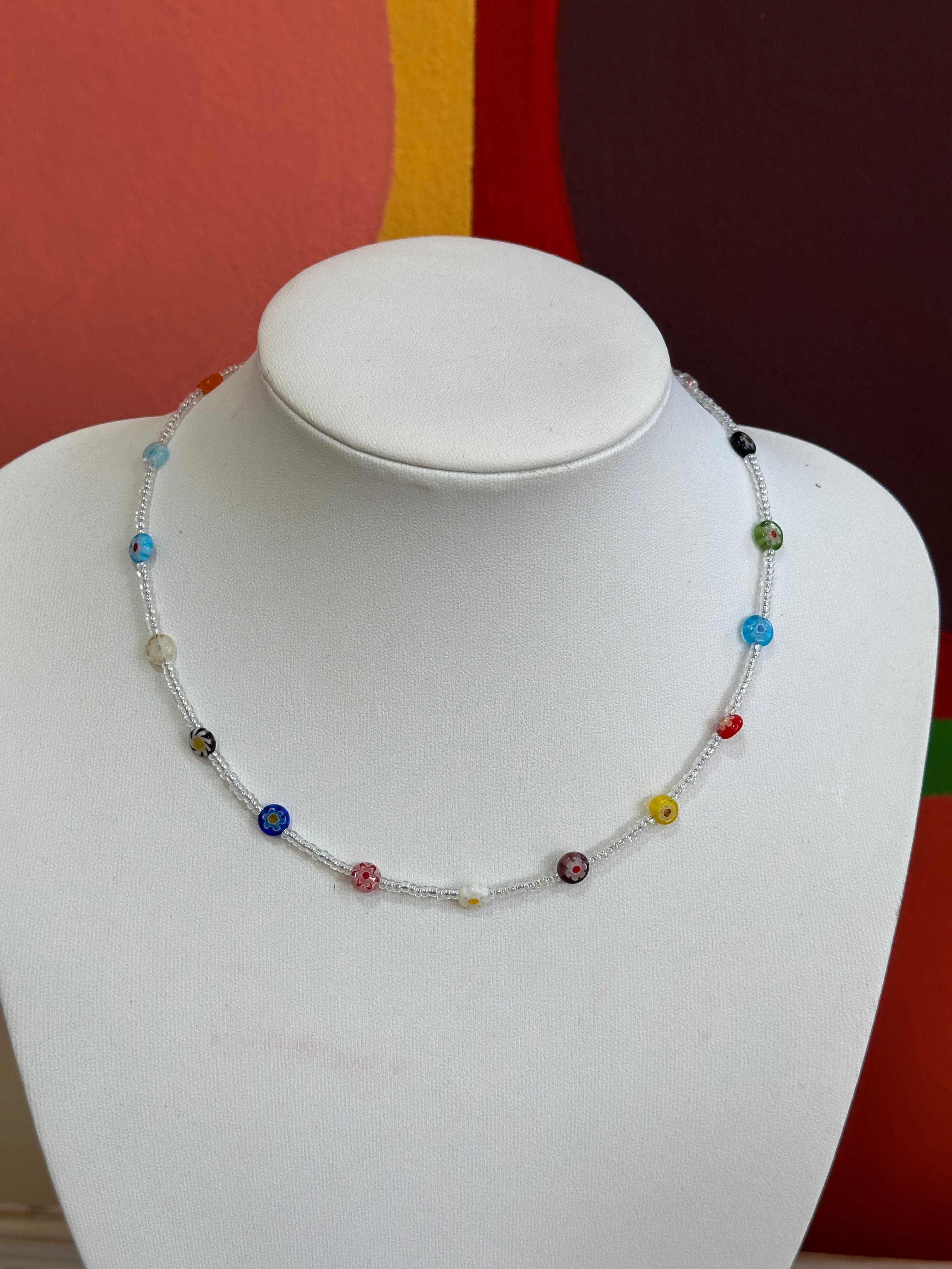Handmade Millefiori Murano beaded necklace