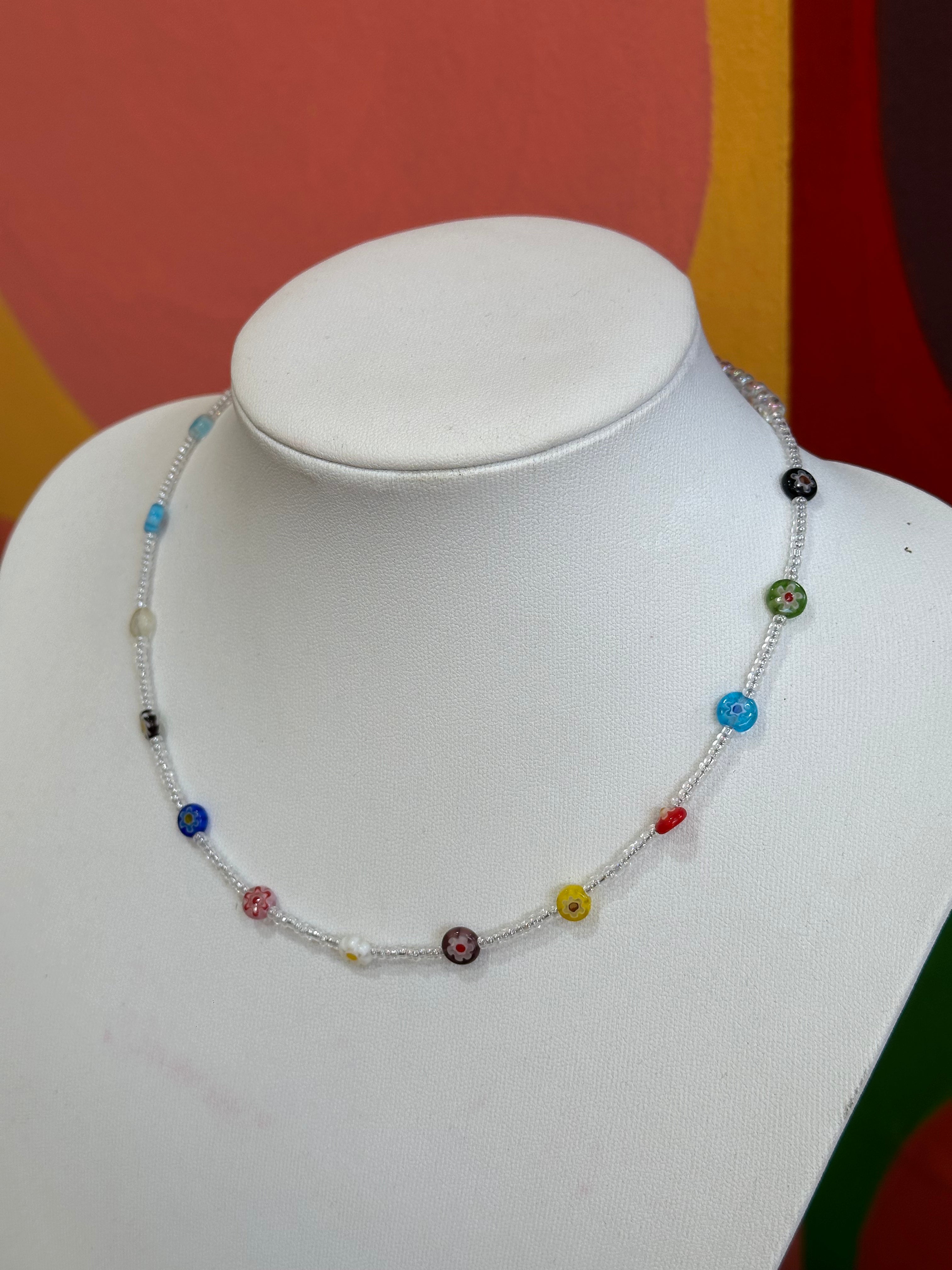 Handmade Millefiori Murano beaded necklace