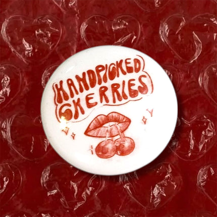 HANDPICKED CHERRIES PIN BADGE