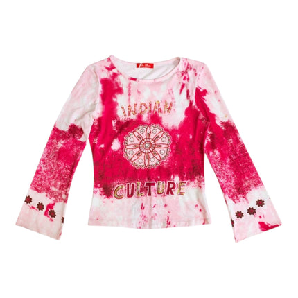 Super fun Indian culture hot pink top