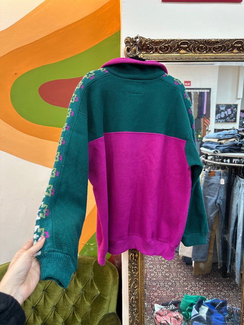 Vintage Men’s colorful fleece with knit panels (XL)