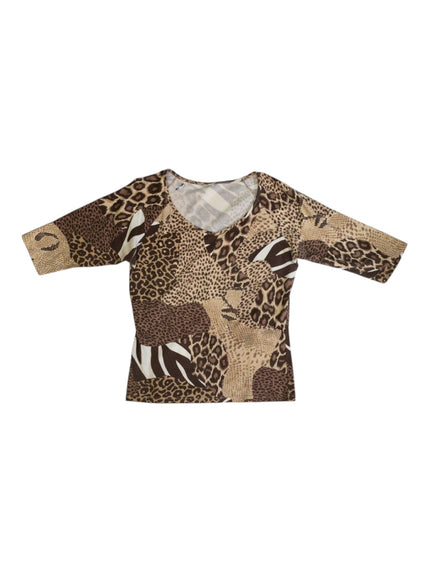 Hot multi-patterned with sleeves above the elbow top