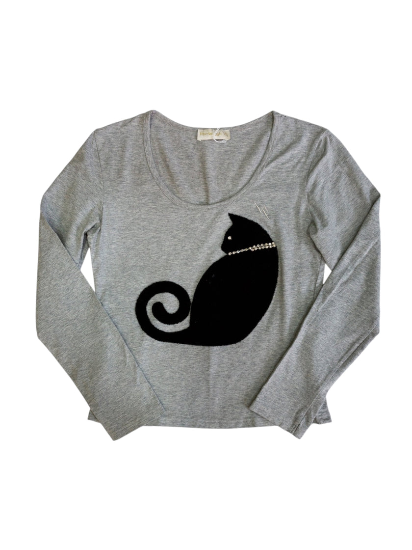 Vintage Artigli adorable black cat longsleeve top
