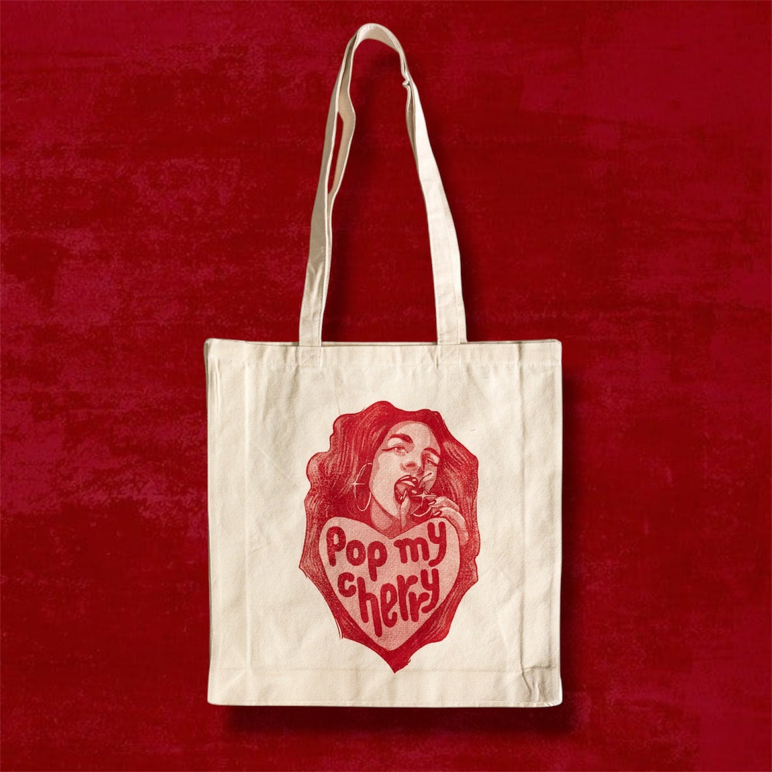 “Pop my cherry” tote bag