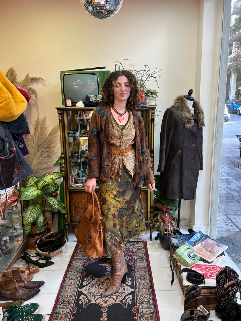 Vintage funky patchwork leather jacket (M)