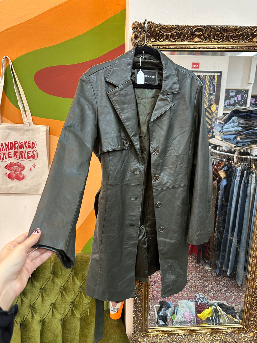 Vintage olive green genuine letaher jacket