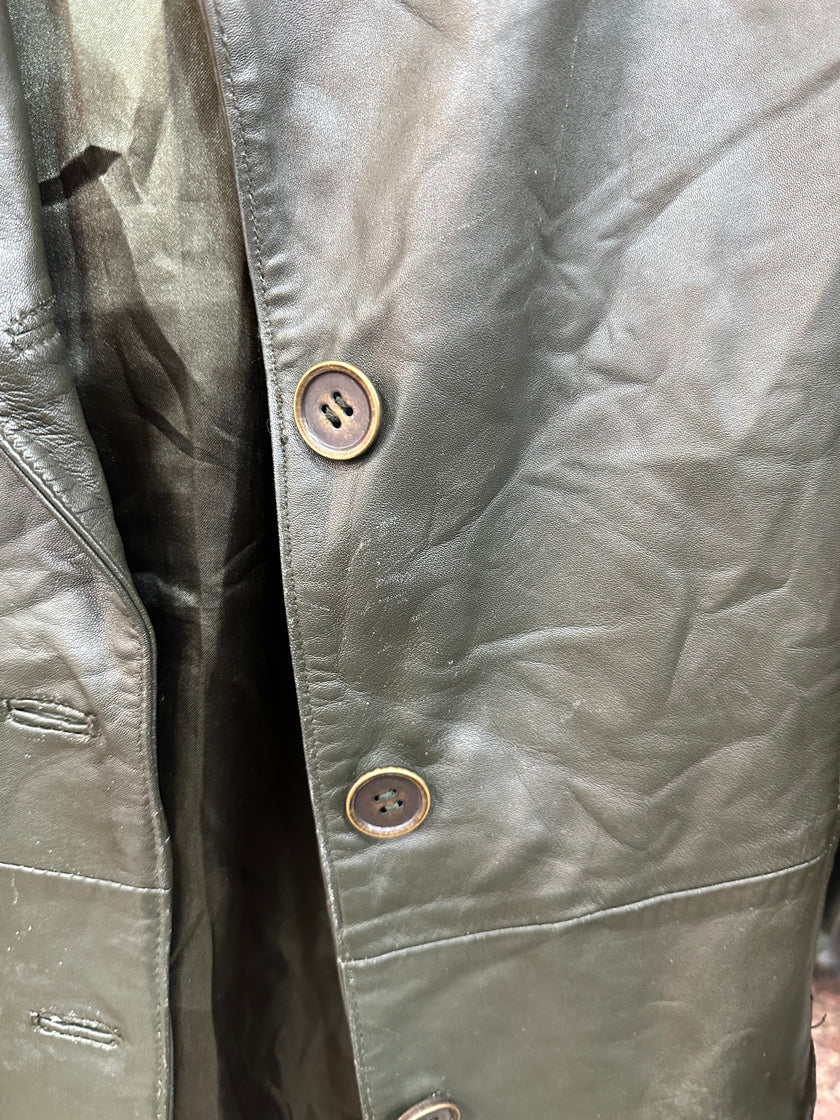 Vintage olive green genuine letaher jacket