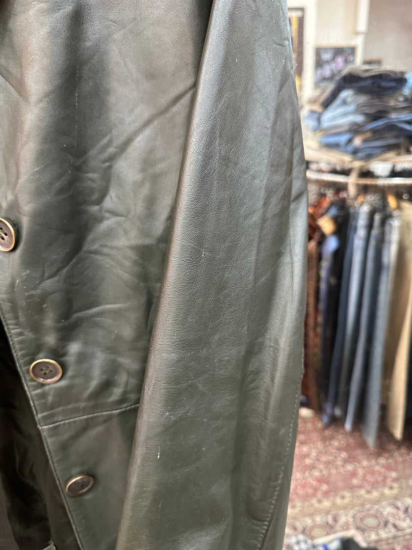 Vintage olive green genuine letaher jacket