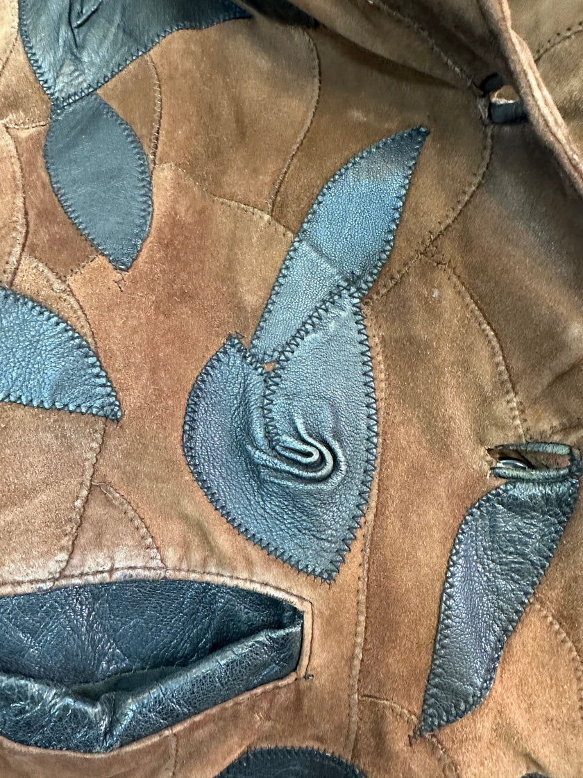 Vintage funky patchwork leather jacket (M)