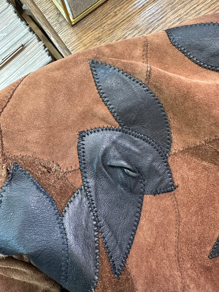 Vintage funky patchwork leather jacket (M)