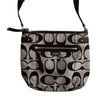 Coach Signature Crossbody Bag – Black & Gray Canvas with Adjustable Strap